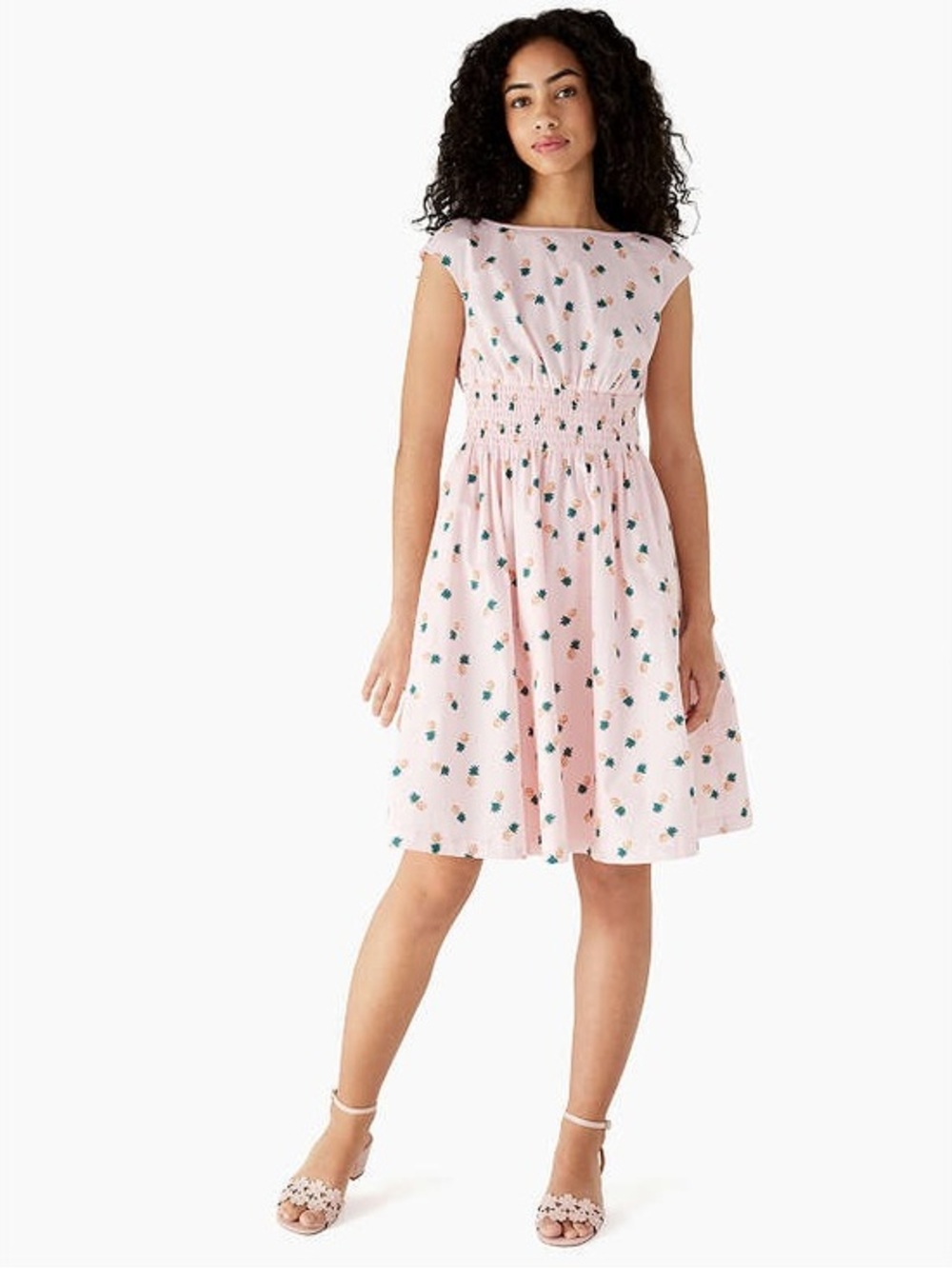 Kate Spade Pineapple Print Blaire Dress Pink Fit & Flare Size Small